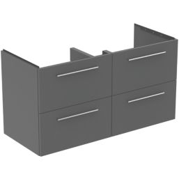 Ideal Standard i.life B Wall Hung Vanity Unit with Chrome Handles & Double Basin Matt Quartz Grey 1200mm x 505mm x 630mm