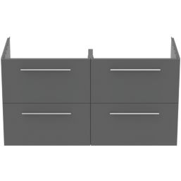 Ideal Standard i.life B Wall Hung Vanity Unit with Chrome Handles & Double Basin Matt Quartz Grey 1200mm x 505mm x 630mm