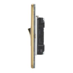 Contactum Lyric 10AX 1-Gang 2-Way Light Switch  Brushed Brass with White Inserts