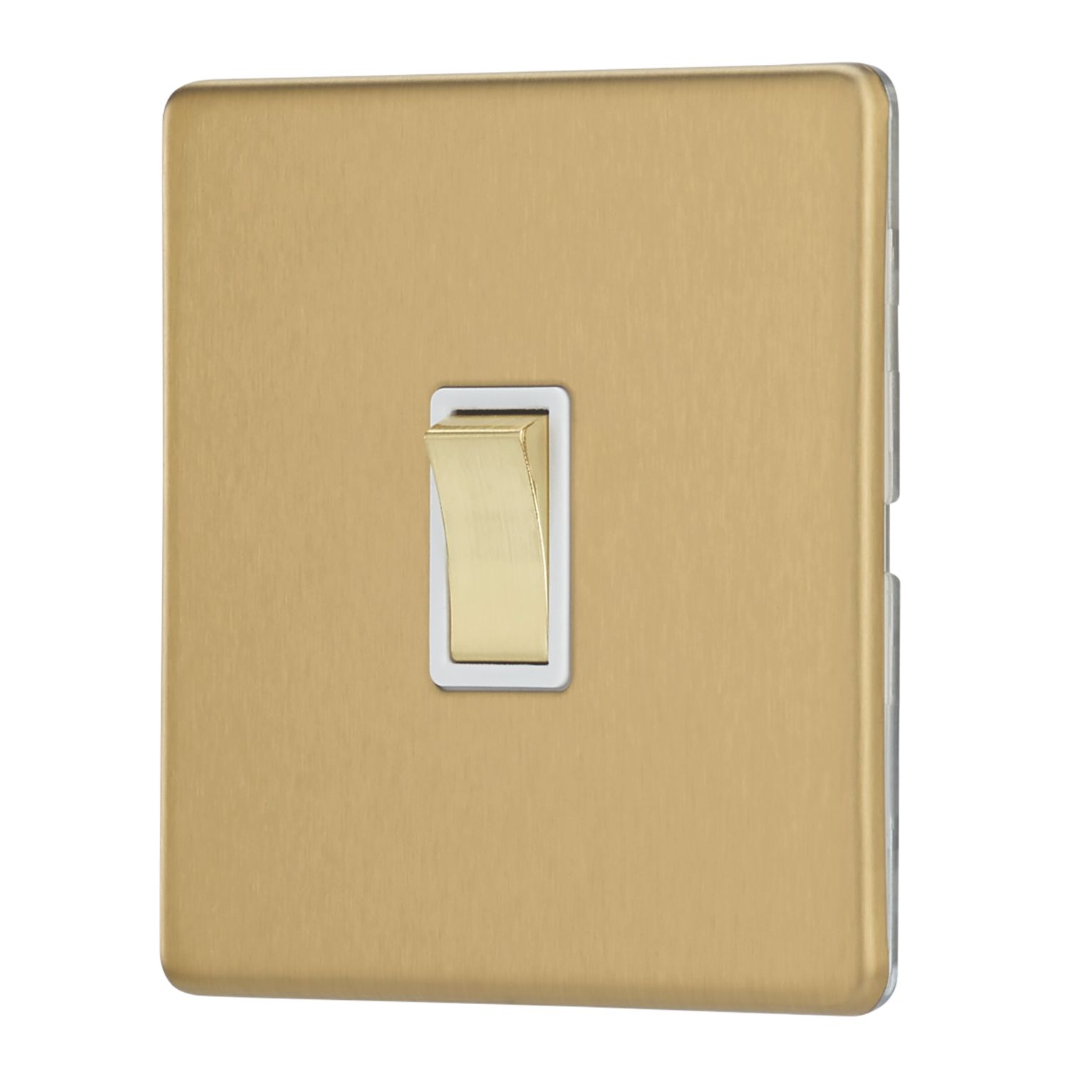 Contactum Lyric 10AX 1-Gang 2-Way Light Switch Brushed Brass with White Inserts (528RP)