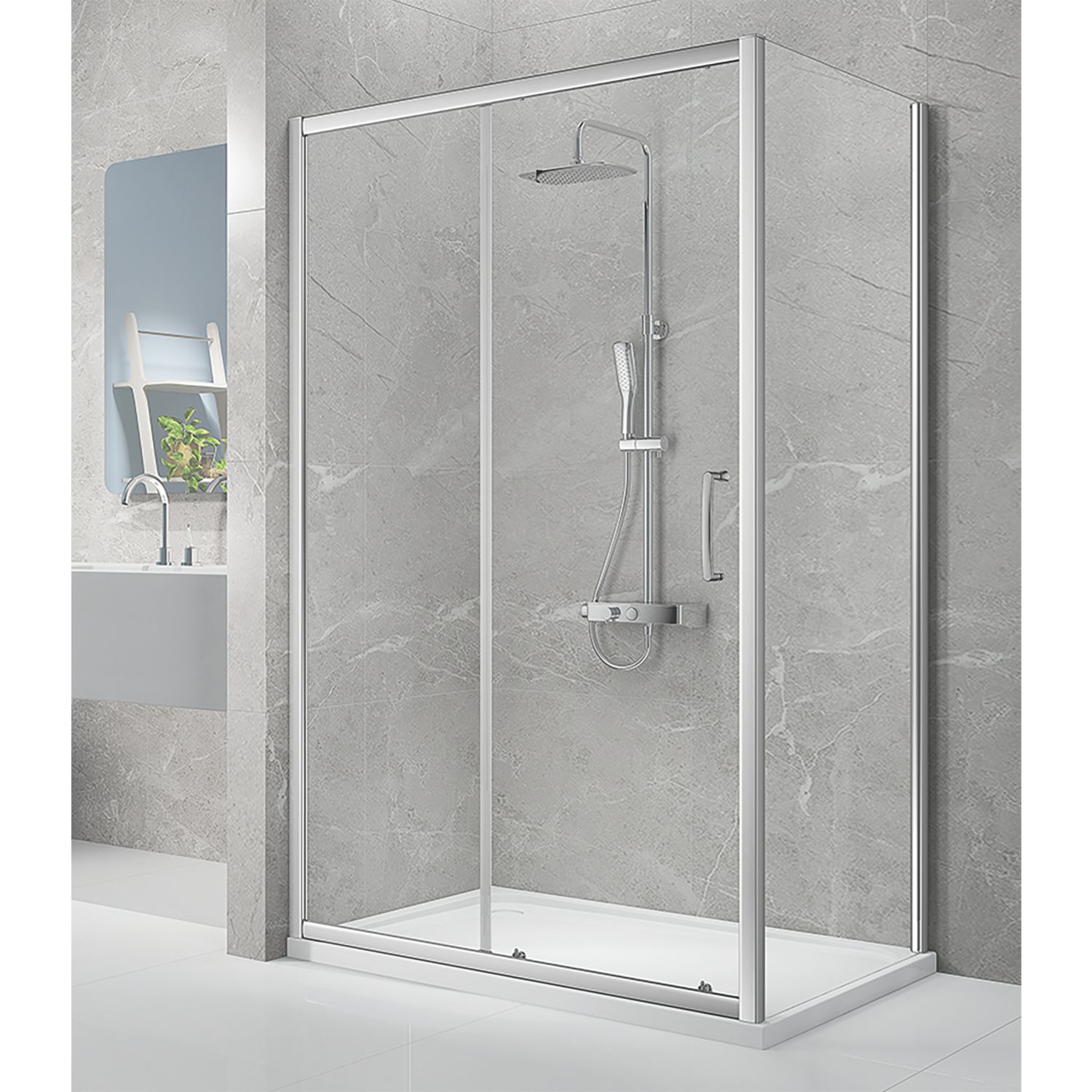 Triton Neo Eight Framed Rectangular Sliding Door Shower Enclosure Chrome 1200mm x 800mm x 1900mm (528TK)