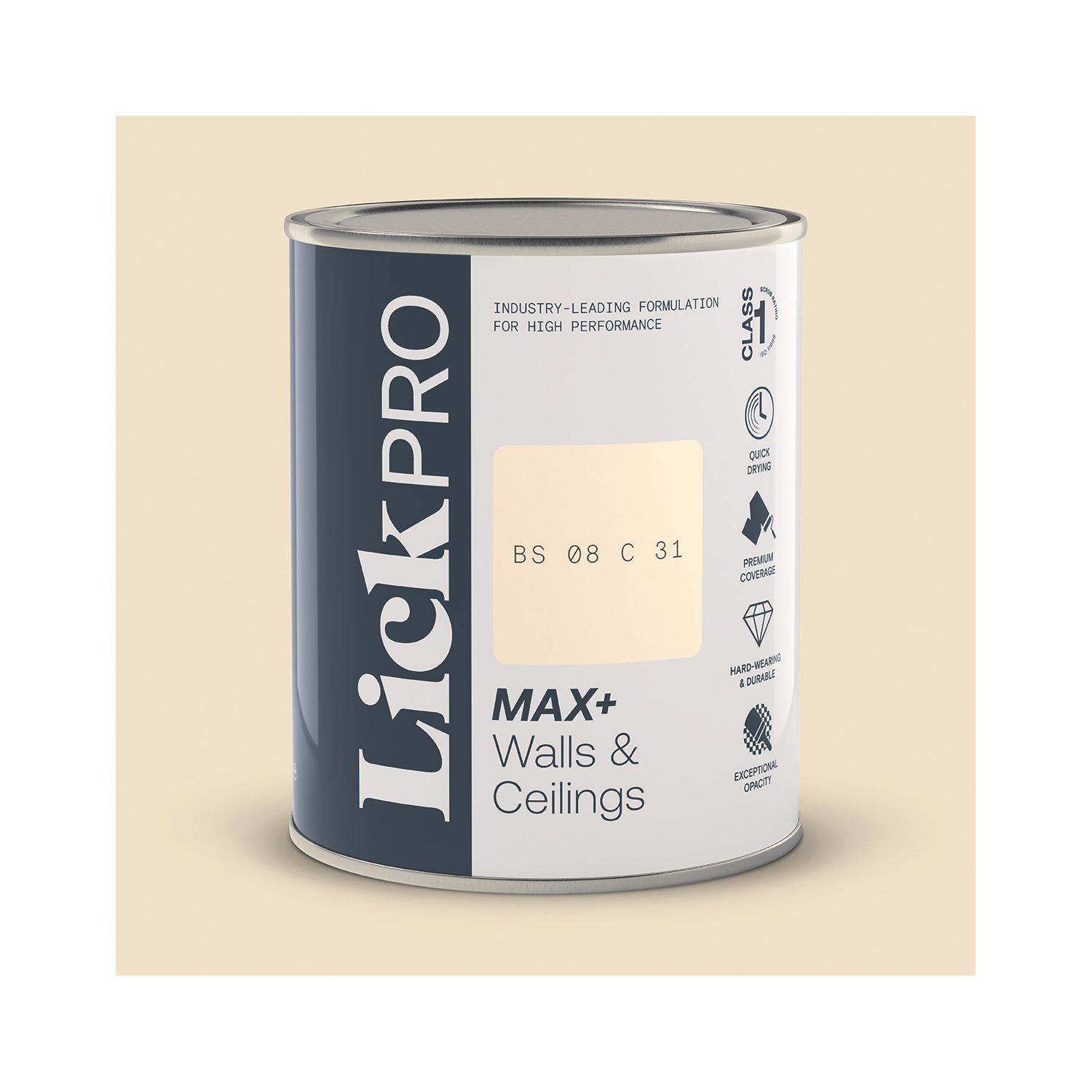 LickPro Max+ 1Ltr Cream BS 08 C 31 Matt Emulsion Paint (528TM)