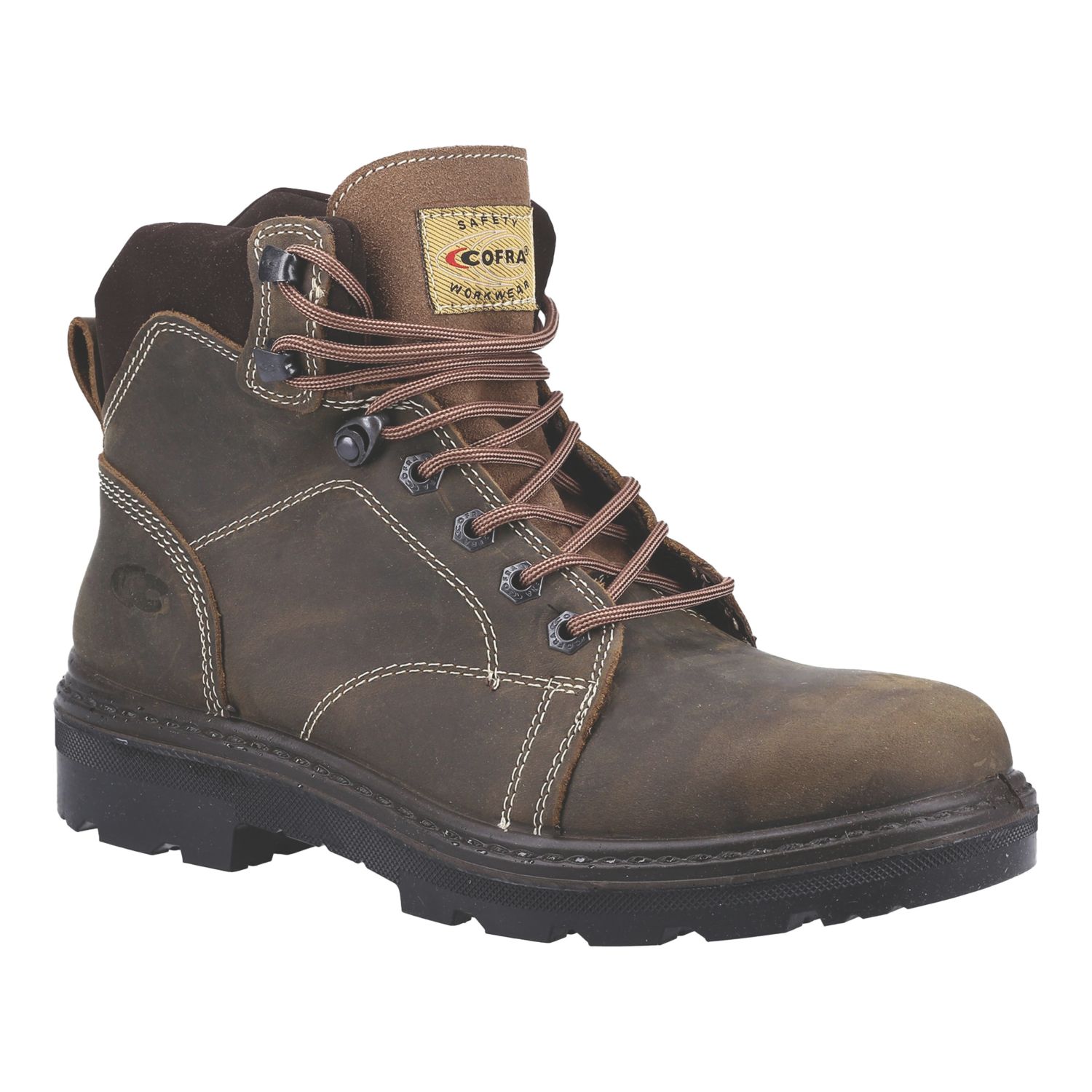 Cofra Land BIS Size 9 Brown Water-Resistant Steel Toe Cap Safety Boots (528XK)