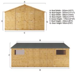 Mercia Modular 10' 6" x 18' (Nominal) Apex Shiplap T&G Timber Workshop