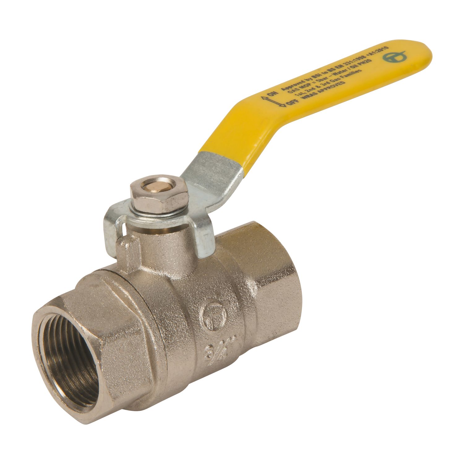 Tesla BSP Full Bore 3/4" Lever Ball Valve with Yellow Handle (5296R)