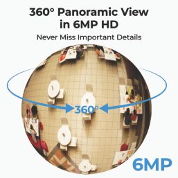 Reolink P520 PoE or Mains-Powered Black Wired 6MP Indoor Round Fisheye Camera