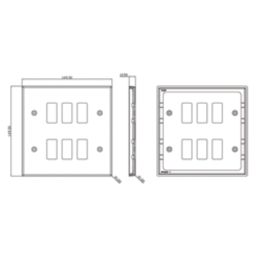 Knightsbridge  6-Module Grid Faceplate Brushed Chrome