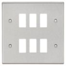 Knightsbridge  6-Module Grid Faceplate Brushed Chrome