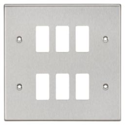 Knightsbridge  6-Module Grid Faceplate Brushed Chrome