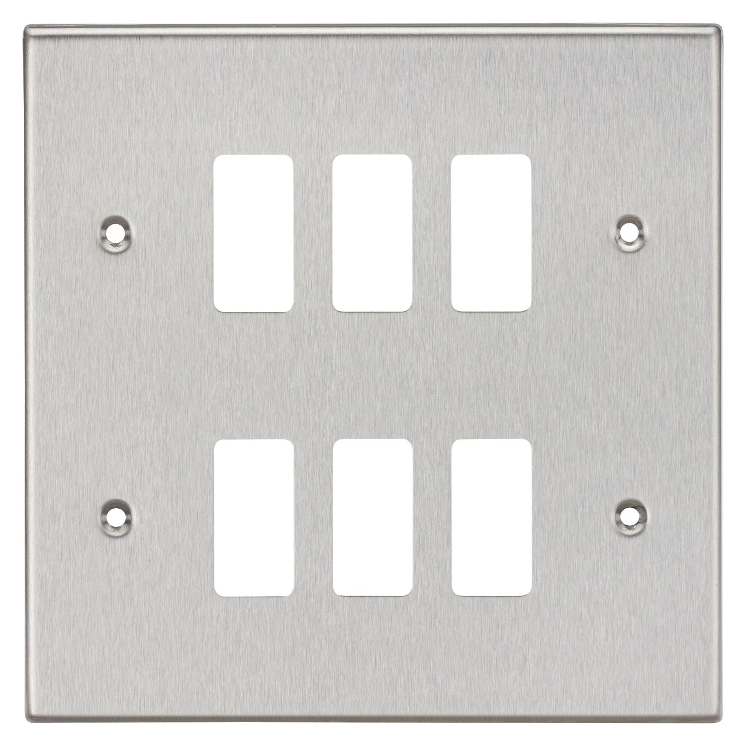 Knightsbridge 6-Module Grid Faceplate Brushed Chrome (529CR)