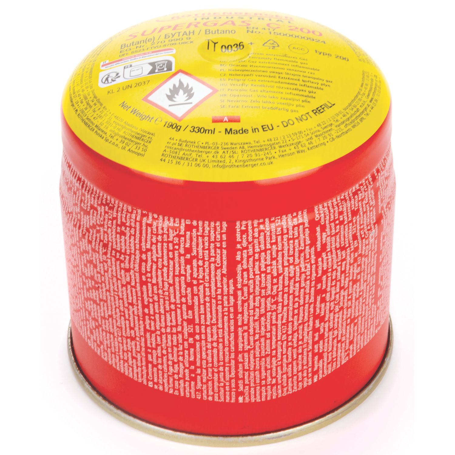 Rothenberger Butane Pierceable Cartridge 190g (529HJ)