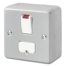 MK Metal-Clad Plus 13A Switched Metal Clad Fused Spur with Neon Aluminium with White Inserts