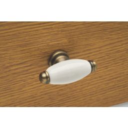 Elite Knobs & Handles Hampstead Porcelain Cabinet Knob Antique Brass 60mm