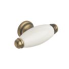 Elite Knobs & Handles Hampstead Porcelain Cabinet Knob Antique Brass 60mm