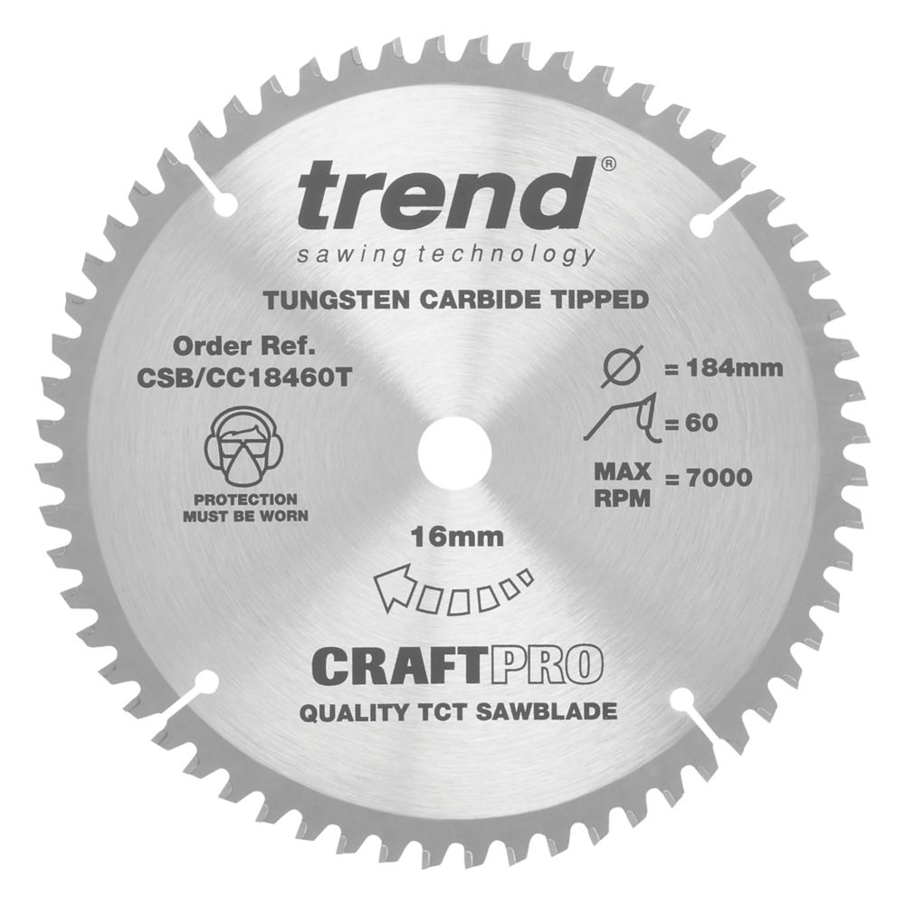 Trend CraftPro CSB/CC18460T Wood Crosscut Circular Saw Blade 184mm x