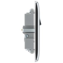 British General Nexus Metal 13A 1-Gang SP Switched Socket + 3A 18W 2-Outlet Type A & C USB Charger Polished Chrome with White Inserts