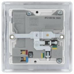 British General Nexus Metal 13A 1-Gang SP Switched Socket + 3A 18W 2-Outlet Type A & C USB Charger Polished Chrome with White Inserts