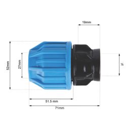 Flomasta  MDPE Female Adaptor 25mm x 1/2"