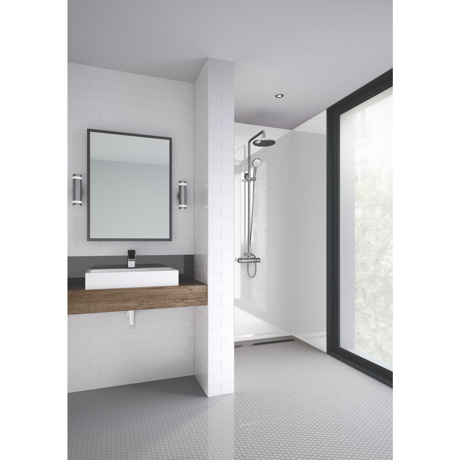 Splashwall Bathroom Splashback Gloss White 2400mm x 590mm x 11mm (530GV)