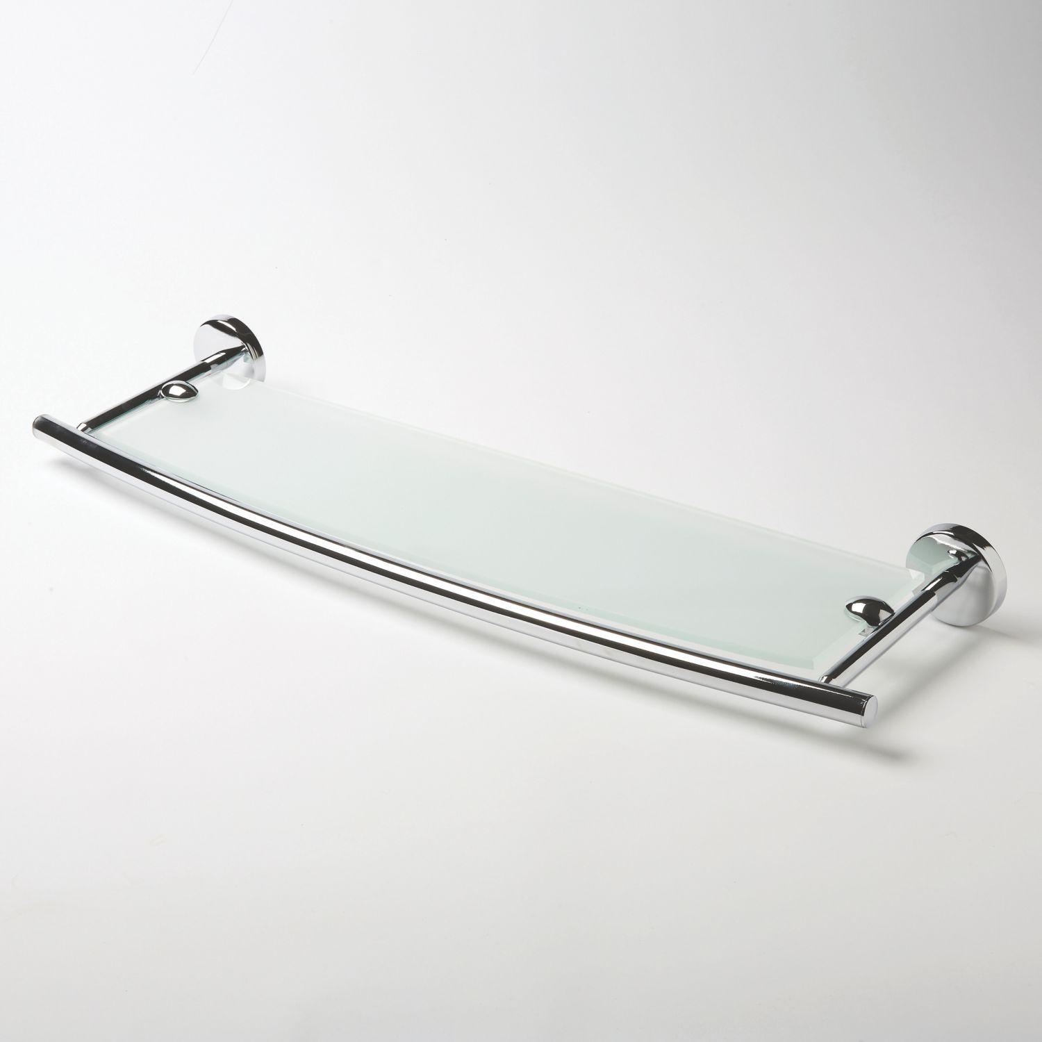Ormara Silver Steel & Glass Bathroom Shelf 585mm x 170mm x 55mm (530HF)