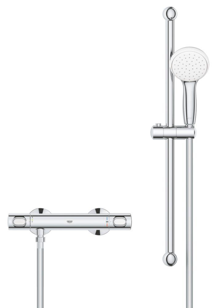 Grohe Precision Flow Rear-Fed Exposed Chrome Thermostatic Shower Mixer Set