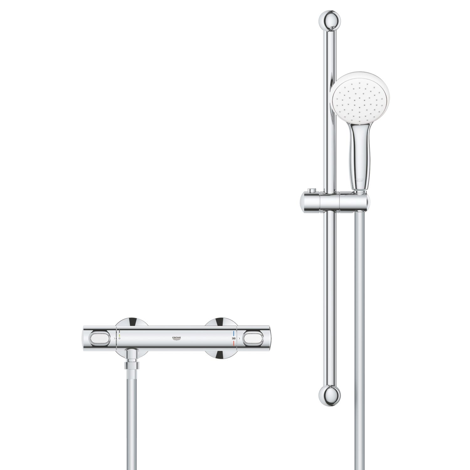 Grohe Precision Flow Rear-Fed Exposed Chrome Thermostatic Shower Mixer Set (530JF)