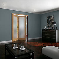 Jeld-Wen Room Fold 2-Door 1-Obscure Light Unfinished Oak Wooden 1-Panel Shaker Internal Bi-Fold Room Divider 2047 x 1319mm