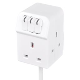 Masterplug 13A 3-Gang Switched  Extension Lead White 2m