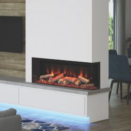Be Modern Pryzm Arteon 1250-3SL Black Remote Control Wall-Mounted Electric Inset Fire 1495mm x 380mm