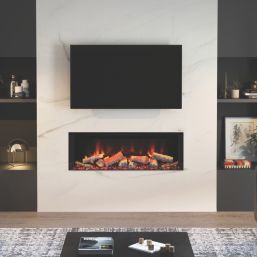 Be Modern Pryzm Arteon 1250-3SL Black Remote Control Wall-Mounted Electric Inset Fire 1495mm x 380mm