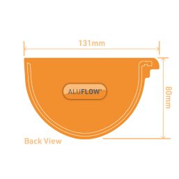 Aluflow  Half Round Internal Aluminium RH Deep Gutter Stop End Grey 115mm