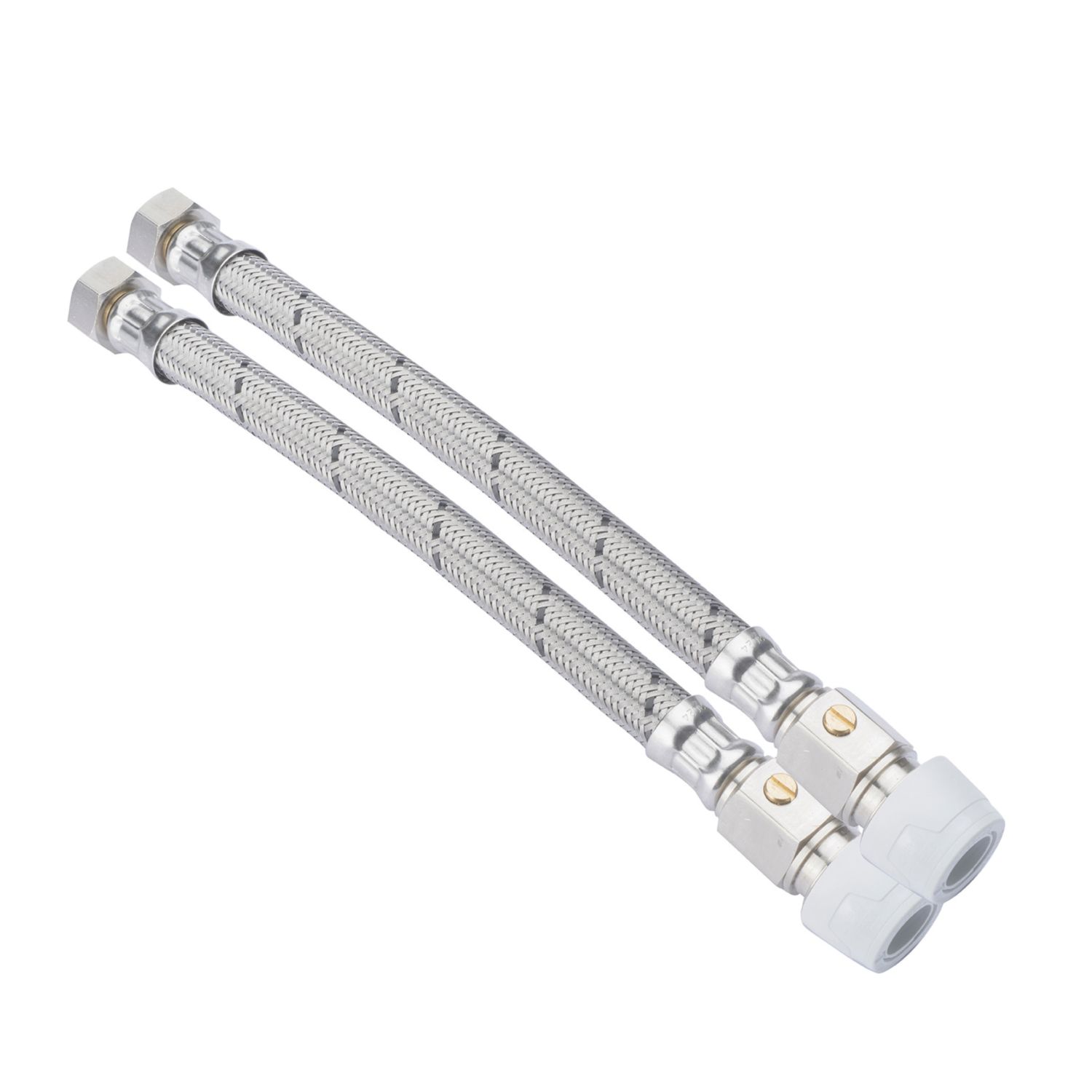 Hep2O Push-Fit Keyless Flexi Tap Connector 15mm x 1/2" x 300mm 2 Pack (530RE)
