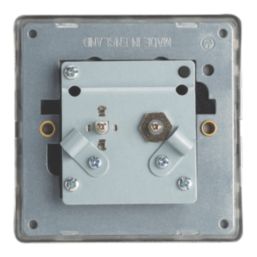 Contactum Lyric 2-Gang Coaxial TV & F-Type Satellite Socket Brushed Steel with Black Inserts