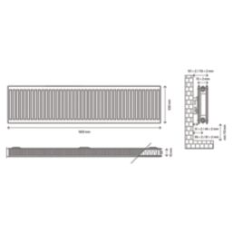 Flomasta 500mm x 1800mm 7057BTU White Type 21 Convector Radiator