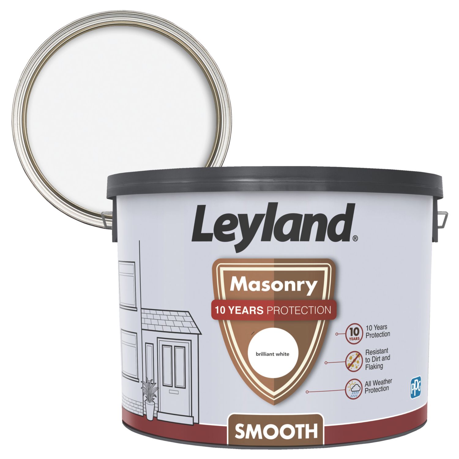 Leyland Retail 10Ltr Smooth White Masonry Paint (530TV)