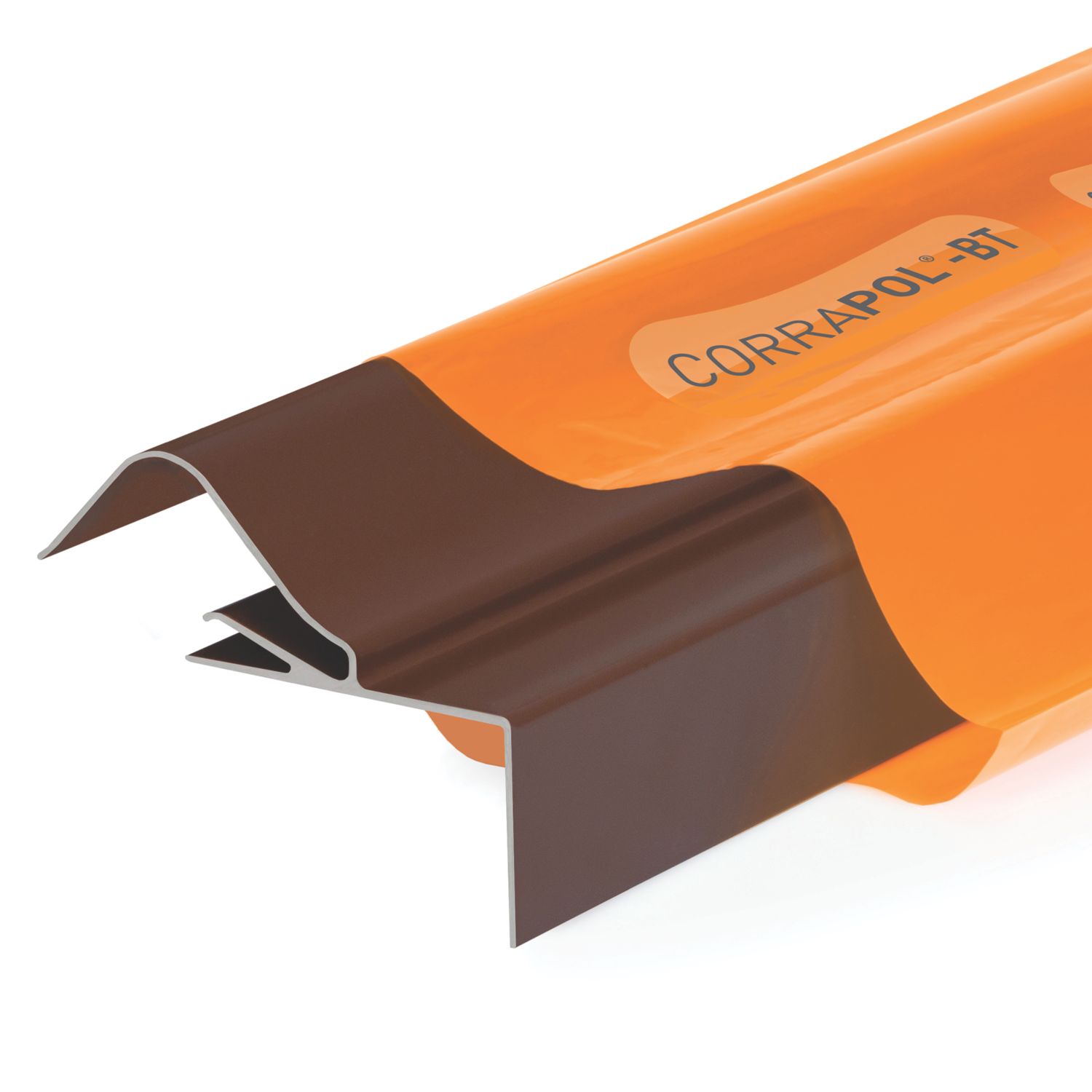 Corrapol-BT Rock n Lock Aluminium Rigid Side Flashing Brown 125 x 97mm x 6m (530VK)