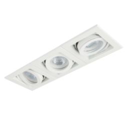 Saxby Xeno Swivel & 90° Tilt Rectangular Recessed 3-Light Downlight Matt White