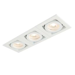 Saxby Xeno Swivel & 90° Tilt Rectangular Recessed 3-Light Downlight Matt White