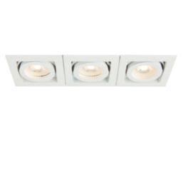 Saxby Xeno Swivel & 90° Tilt Rectangular Recessed 3-Light Downlight Matt White