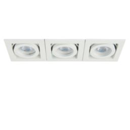 Saxby Xeno Swivel & 90° Tilt Rectangular Recessed 3-Light Downlight Matt White
