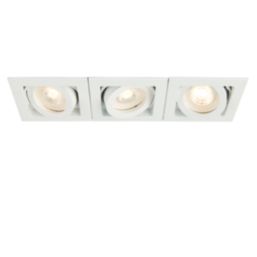 Saxby Xeno Swivel & 90° Tilt Rectangular Recessed 3-Light Downlight Matt White