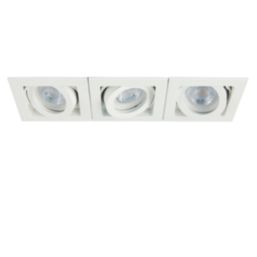 Saxby Xeno Swivel & 90° Tilt Rectangular Recessed 3-Light Downlight Matt White