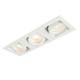 Saxby Xeno Swivel & 90° Tilt Rectangular Recessed 3-Light Downlight Matt White