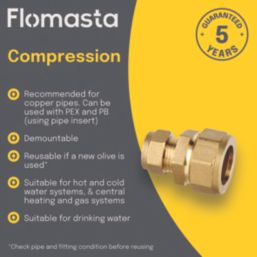 Flomasta  Brass Compression Reducing Lead to Copper Coupler 7lb 1" x 15mm