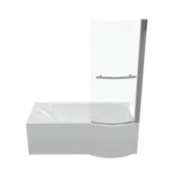 Essentials Acrylic P-Shape Shower Bath Right-Hand
