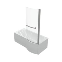 Essentials Acrylic P-Shape Shower Bath Right-Hand