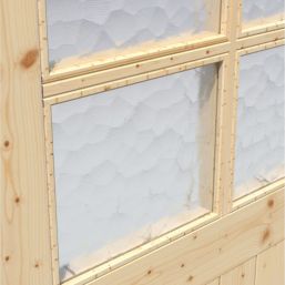 Green & Taylor  12-Obscure Light 7,0" x 7,0" Non-Insulated Frameless Pine Hinged Garage Door Pine