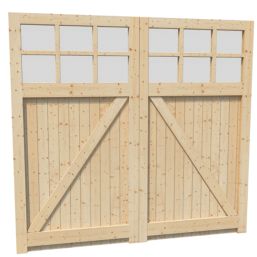 Green & Taylor  12-Obscure Light 7,0" x 7,0" Non-Insulated Frameless Pine Hinged Garage Door Pine