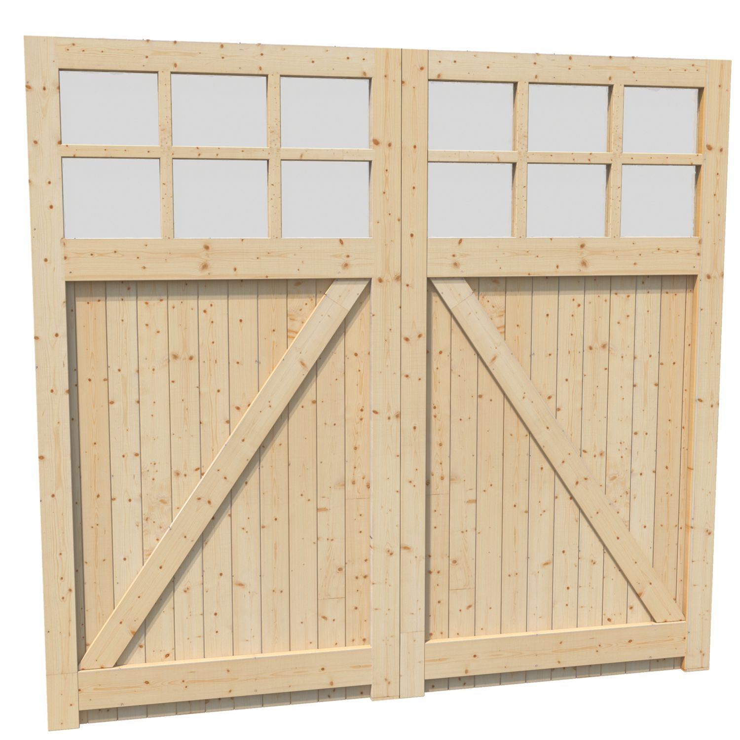 Green & Taylor 12-Obscure Light 7,0" x 7,0" Non-Insulated Frameless Pine Hinged Garage Door Pine (531CT)