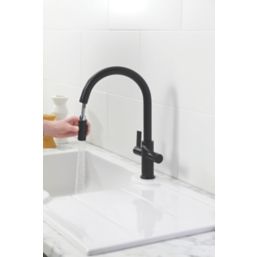 Clearwater Kira KIR30MB Double Lever Tap with Twin Spray Pull-Out  Matt Black